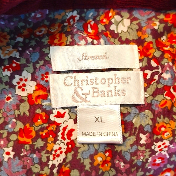 Corduroy Burgundy Jacket Blazer Shacket SZ: XL Christopher & Banks - Picture 9 of 11